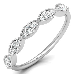 Minimalista oro sólido lujo diamante eternidad anillo con cuentas Banda Clásica aniversario boda propuesta fiesta venta al por mayor anillos finos - Product Image 2