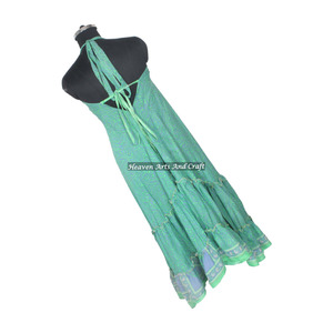Vestido Maxi de Seda Vintage Hecho a Mano para Mujer, Estilo Bohemio Hippie, Lote al por Mayor, Vestido de Noche Elegante sin Mangas para Dama - Product Image 3