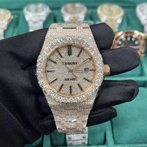 Reloj Exclusivo de Hip Hop con Incrustaciones de Diamantes, Automático, de Acero Inoxidable, 40 mm, Plateado, para Hombre, con Aspecto de Diamante Moissanite, Corte Redondo VVS - Product Image 5