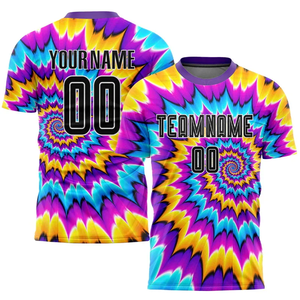 ชุดเสื้อฟุตบอลฤดูหนาวแบบซับลิเมชั่นสั่งทำพิเศษ 100% โพลีเอสเตอร์ ทรงปกติ สีดำ แขนสั้น ระบายเหงื่อได้ดี สำหรับทุกเพศ ทุกวัย พร้อมปักชื่อทีม - Product Image 2