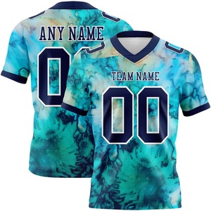 Groothandel op maat gemaakte rood-gele American football shirt met V-hals, korte mouwen, gesublimeerde print, vochtregulerend, heren teamkleding - Product Image 6