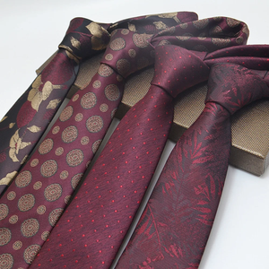Corbatas de Seda Rojas de Lujo para Hombre, con Diseño Floral Jacquard de Puntos, 8cm, Accesorios para Camisa y Traje de Uso Diario - Product Image 1