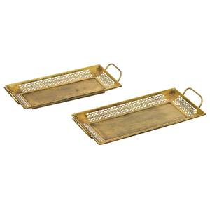 Plateau de service en laiton aux tons chauds de haute qualité, ajoutant de l'élégance aux réceptions en plein air dans le jardin, magnifiquement conçu par ARTISTIQUE. - Product Image 1