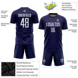 Conjunto de Uniforme de Fútbol Personalizado Azul Medianoche con Gráficos Desgastados, Uniforme de Fútbol con Sublimación Completa, Ropa de Equipo para Hombre, Traje de Entrenamiento para Partidos - Product Image 5