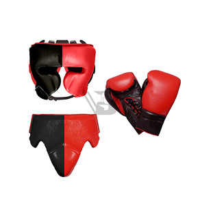 ชุดฝึกซ้อมมวยแบบมืออาชีพใหม่ ผลิตจากหนังแท้ ประกอบด้วยนวมชกมวย หมวกป้องกันศีรษะ และอุปกรณ์ป้องกันอวัยวะเพศชาย - Product Image 6