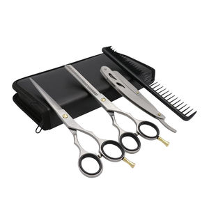 Juego de Tijeras Profesionales para Cortar el Cabello en Casa, Tijeras de Entresacar con Mango de Acero, Cuchilla de Afeitar, Estuche, Acabado Lijado, Punta de Cuchilla Afilada - Product Image 6