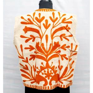 Women Hand Embroidered 100% Cotton Eco-Friendly Breathable Vest <b>Sleeveless</b> Floral O Neck Top Spring Casual Short Jacket - Product Image 6