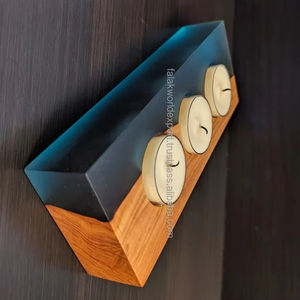 Vela Artesanal de Madera de Acacia con Franja de Resina y Cera Natural para Decoración de Bienestar, Aromaterapia, Uso en Spa e Ideas de Regalos Rústicos - Product Image 1