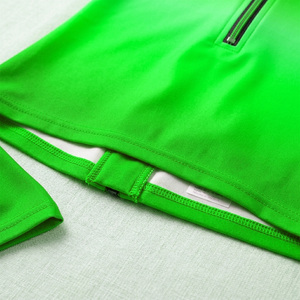 Wholesale Womens <b>Long</b> <b>Sleeve</b> Zipper Rash Guard 3 Piece <b>Swimsuit</b> Sports Bra Shorts Set OEM Manufacturer - Product Image 3
