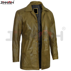 Gabardina de Cuero Marrón Hecha a Medida, Prenda Exterior Clásica para Caballeros con Estilo, Chaqueta de Primera Calidad con Corte Personalizado - Product Image 2