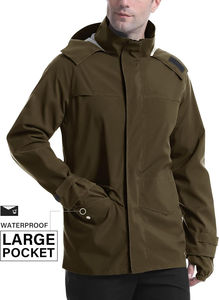 Chaqueta de senderismo impermeable con capucha para hombre, ligera, cortavientos, ropa deportiva para exteriores, ajuste cómodo, fabricada por proveedor OEM. - Product Image 2