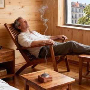 Brûleur d'encens carré en bois moderne, Mabkhara en bois avec finition antique et couvercle filigrané pour Oud et Résine - Product Image 2