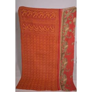 Couverture Kantha indienne vintage, imprimée de motifs floraux, faite à la main en coton, style bohème, écologique, pour la décoration de la chambre - Product Image 1