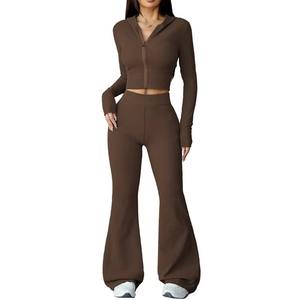 Pantalon de jogging évasé uni pour femme, style streetwear, vente en gros, meilleure qualité, vêtements pour femme, crop top, survêtement évasé, fabricants sur mesure - Product Image 2