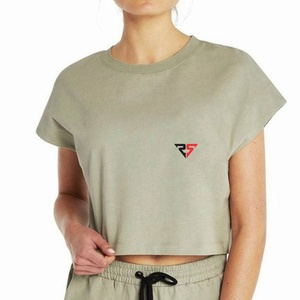 Wholesale Custom Logo 2023 Thin Blank Women Crop <b>Top</b> t-shirts 100% Cotton High Quality plain T-shirt - Product Image 1