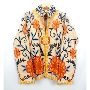 Embossed Cotrise <b>Jacket</b> Vintage Design Eco-Friendly Breathable Quick Dry Cotton Lined <b>Mandarin</b> <b>Collar</b> Winter Outerwear - Product Image 1