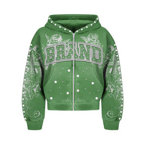 Sudaderas de algodón para invierno con estampado por sublimación, bordado, forro polar personalizado, con cremallera, extragrandes, transpirables, marca privada, venta al por mayor, envío rápido - Product Image 3