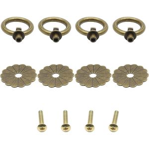 4 poignées de meuble en laiton antique bronze, style vintage, pour armoires de cuisine et tiroirs de garde-robe - Product Image 2
