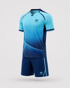 Fly Humble Men's Soccer Jersey Set V-Neck Short Sleeve Gradient Blue Moisture Wicking <b>Athletic</b> Wear All Seasons wholesale - Product Image 1