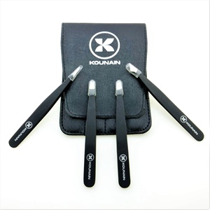 Professional Stainless Steel Eyebrow Tweezers Set 4 Slanted Tip Black Case Eco-Friendly <b>Ingrown</b> <b>Hair</b> Splinter <b>Removal</b> Beauty - Product Image 2