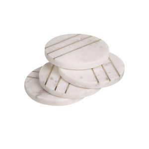 High Demand Design <b>Marble</b> <b>Coaster</b> With Brass Strip Stone <b>Coaster</b> With Brass Mats & Pads At very best selling Price - Product Image 3