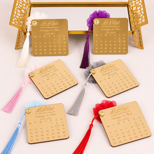 Calendrier de mariage musulman personnalisé en acrylique doré effet miroir avec calligraphie arabe, plaque calendrier miroir dorée arabe - Product Image 5