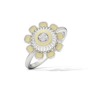 Anillo de cóctel con diamantes en forma de flor para mujer, plata 925, engaste pavé, joyería romántica para uso diario - Product Image 1