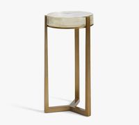 Table basse moderne ronde avec plateau en marbre et base en métal noir et or pour le mobilier de salon