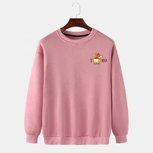 Sweat-shirt graphique à col rond en molleton épais avec imprimé poitrine chien Corgi mignon, pull unisexe, vente en gros - Product Image 3