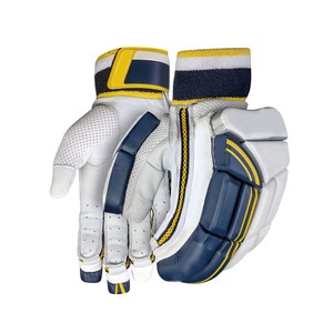 Guantes de Bateo de Cricket Transpirables de Malla con Bloques de Color Azul Marino, Blanco y Amarillo - Product Image 6