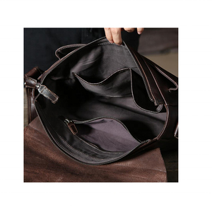 Sac messager en cuir véritable marron uni avec sangle réglable et fermeture à boucle, style classique, unisexe, usage quotidien - Product Image 6