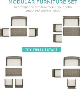 Durable 4 Piece Outdoor Rattan Wicker Furniture Set Stylish Patio Sofa Set with Coffee <b>Table</b> and Soft Cushions for Deck Patio - Product Image 2