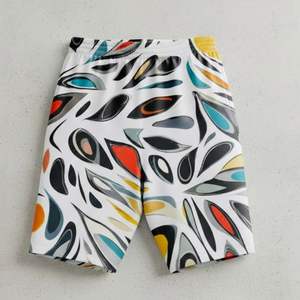 Short de bain pour homme en polyester respirant, grande taille, tissé, avec poches, pour la plage et le surf - Product Image 1