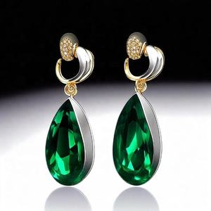 Nueva llegada Piedra preciosa 925 Pendiente de jade verde esterlina Mercados en línea Pendientes de plata fina - Product Image 3