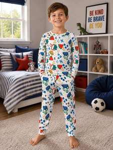 Ensemble de vêtements coordonnés élégants pour garçons, deux pièces, coupe confortable, pour les sorties décontractées, les vacances et les activités quotidiennes - Product Image 5