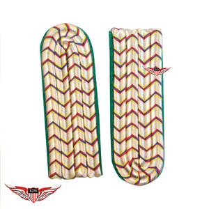 KEW Vintage Embroidered <b>Braided</b> Epaulettes Beige Chevron Pattern Green Trim Elegant Shoulder Board Garment <b>Accessory</b> Durable - Product Image 1