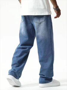 Jean slim élastique en denim pour homme, décontracté, avec fermeture éclair, poches, délavage foncé, respirant, en polyester/coton, couleur unie, automne - Product Image 2
