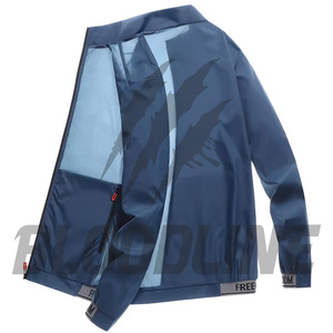 Veste softshell à manches longues pour homme, coupe-vent, vêtements de sport d'extérieur, séchage rapide, toutes saisons, bleu et blanc - Product Image 3