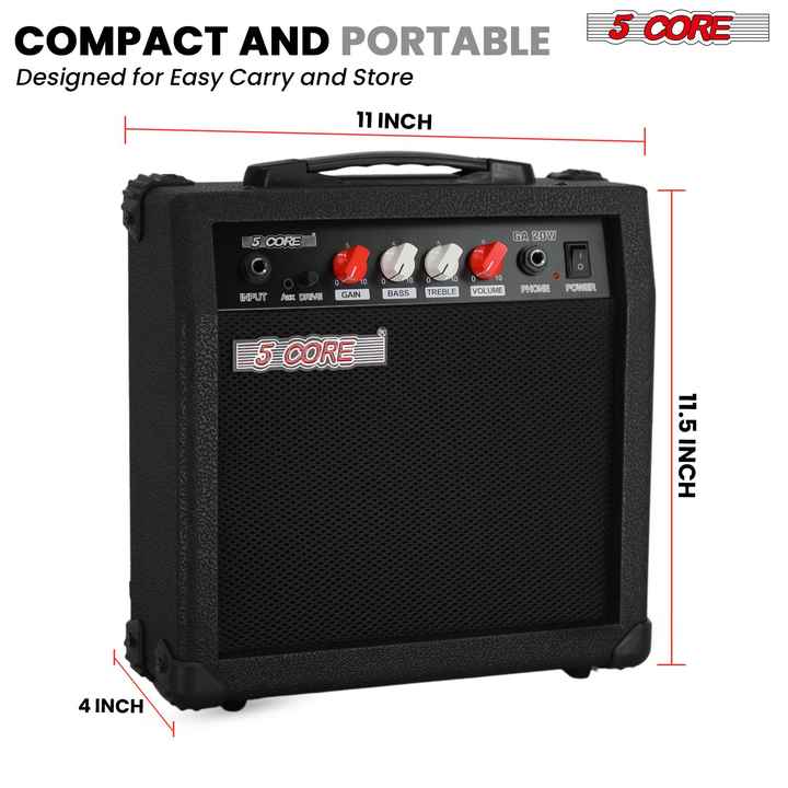 20W Electric Portable Mini Guitar Amplifier with Built-in 6.5\" Speaker and Aux Headphone Jack Musical Instrument Accessory