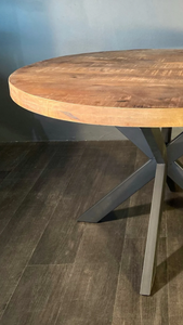 Tribesigns Modern Industrial Brown <b>Small</b> Wood <b>Round</b> shaped <b>Dining</b> Dinner <b>Table</b> Kitchen <b>Dining</b> <b>Table</b> for 4 People - Product Image 5