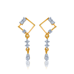 Boucles d'oreilles longues modernes pour femmes, plaquées or jaune 14 carats, diamants de laboratoire, bijoux tendance floraux pour les soirées - Product Image 3