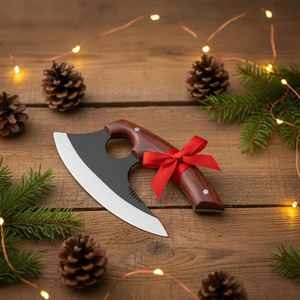 Cuchillo Ulu Hecho a Mano, Acero 8 J2, Cuchillo para Pizza, Hoja con Recubrimiento de Polvo Negro, Madera - Product Image 2