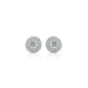 Boucles d'oreilles solitaires en diamant taillé brillant plaqué rhodium, bijoux de luxe pour femmes, cadeau pour fiançailles, mariage, anniversaire, fête - Product Image 3