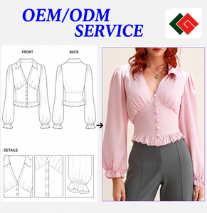 Elegant Casual Women's Pink Chiffon Shirt with <b>Puff</b> Sleeve Simple Design Spring Season Vietnam Manufacturer Support OEM/ODM - Product Image 4