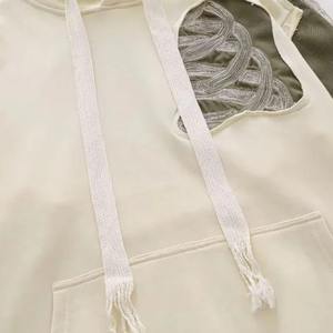 <b>Men's</b> Winter Embroidered French Terry Distressed Hoodie with Twill Stitch Breathable & Windproof - Product Image 3