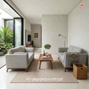 Elegant Modern 2 Seater Fabric <b>Sofa</b> Minimalist Living Room Couch Durable Wooden Base Settee Furniture Indonesian Origin - Product Image 5