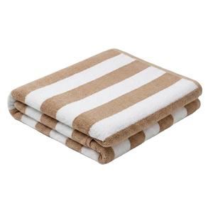 Toalla de Baño Premium Beige Blanco Moderna con Rayas Náuticas, Teñida con Hilo de Algodón, Ultra Suave, Súper Absorbente, Secado Rápido, 750g, Lujosa - Product Image 1