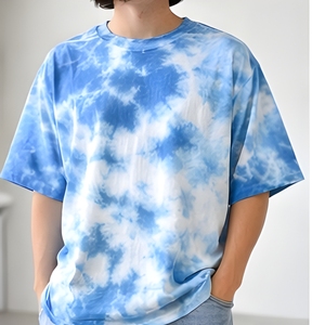 Camiseta Oversize con Efecto Tie-Dye, 240 GSM, Algodón Grueso, Corte Holgado, Hombros Caídos, Estilo Urbano, Verano, a la Moda - Product Image 1