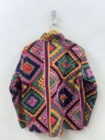 Veste ethnique Suzani en velours brodée à la main, style bohème, motif floral, manteau d'hiver en coton, col montant, respirant, logo sur le devant
