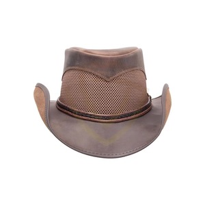 Sombreros de Vaquero de Cuero al por Mayor, Estilo Vintage Personalizado, Sombreros de Vaquero de Cuero Marrón - Product Image 1